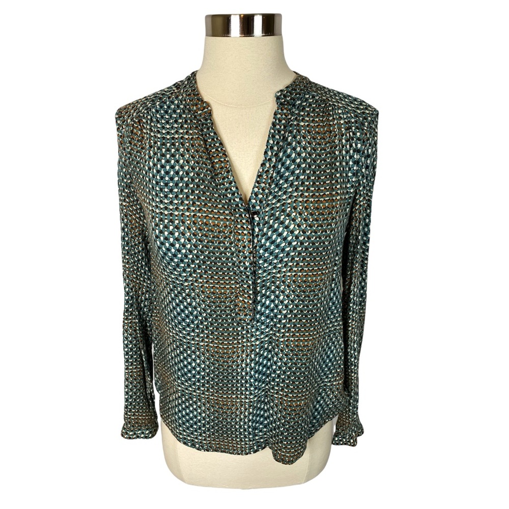 Promod Geo Print Half Button Down Blouse